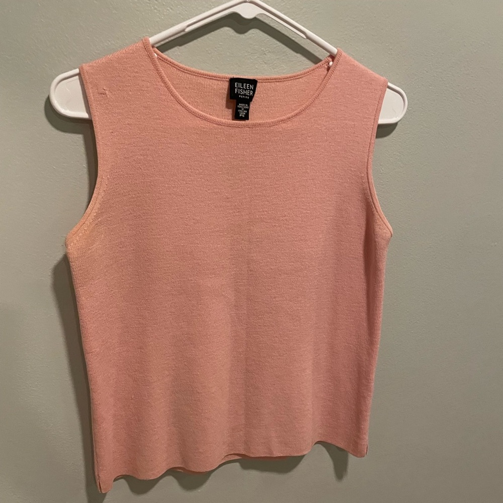 Eileen Fisher Scoop Neck Knit Tank Top Light Pink Size Petite Small